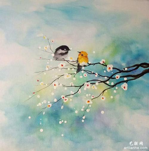 陈雪娴油画作品《比翼双飞》规格尺寸60X60cm.jpg