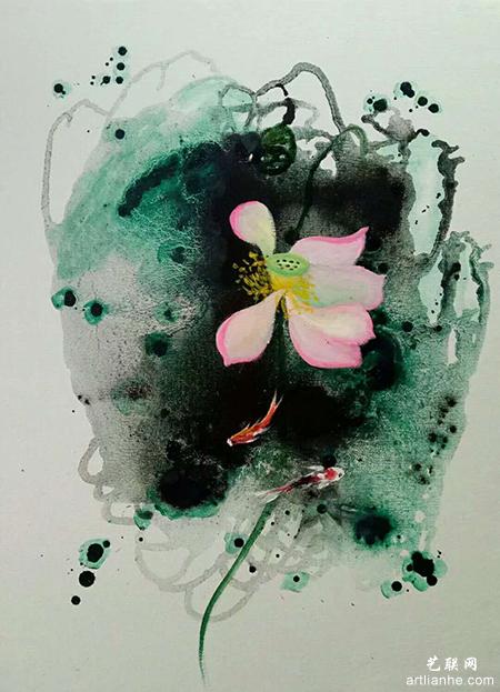 陈雪娴油画作品《水墨荷》规格尺寸60X80cm.jpg